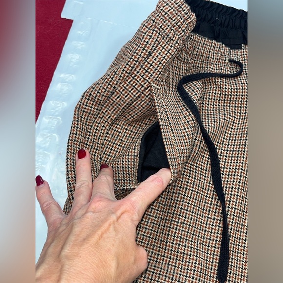 DRYKORN houndstooth Brown Black JEGER pants Stretch zip Up Tie Waist joggers 34 - Picture 8 of 16